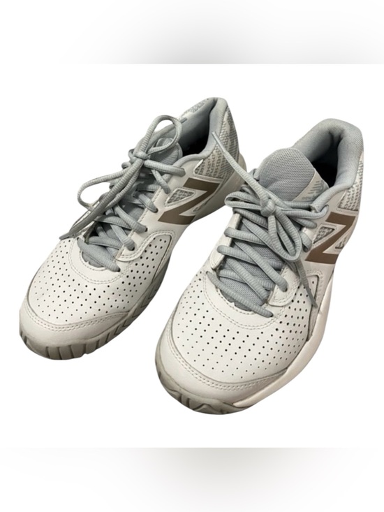 New Balance Shoes - New Balance 696 V3 women’s 6.5 lace up white and gold tennis shoes